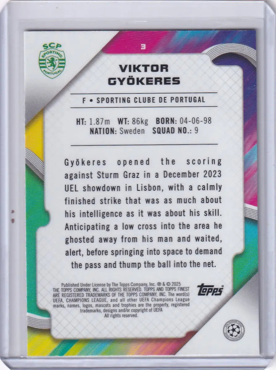 Soccer card of Viktor Gyökeres from Sporting Clube de Portugal 2024-25 Finest series