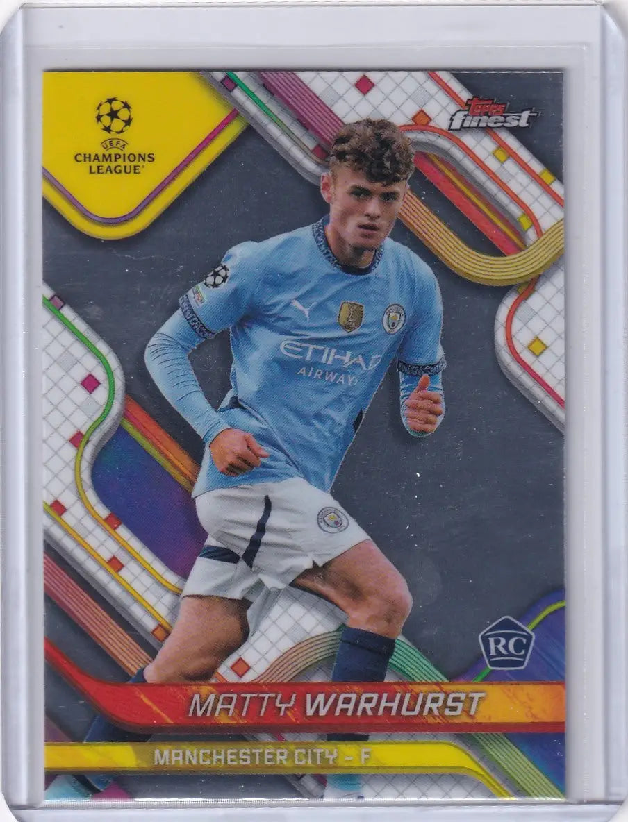 Matty Warhurst Manchester City soccer card from 2024-25 Finest series