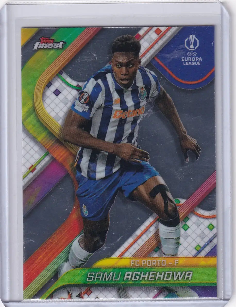 2024-25 Finest Samu Aghehowa FC Porto soccer card showing player and team details