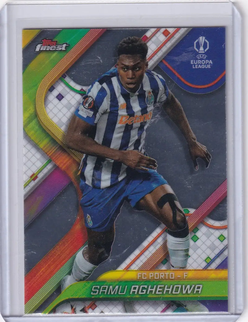 2024-25 Finest Samu Aghehowa FC Porto soccer card showing player and team details