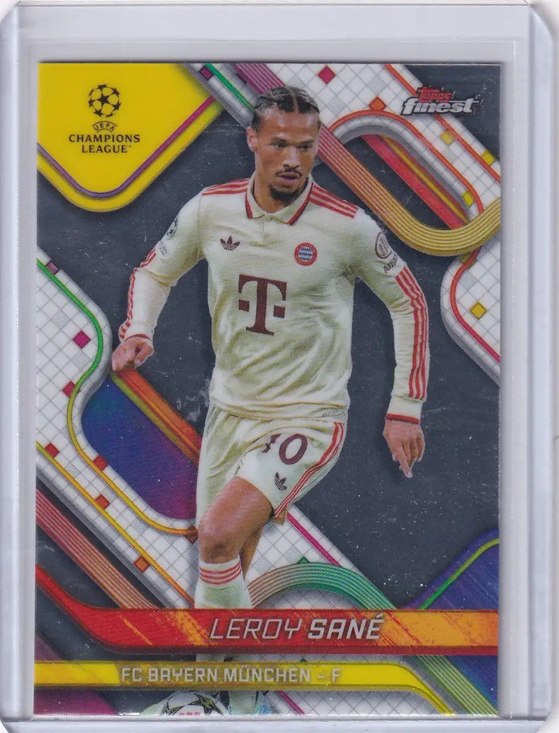2024-25 Finest Leroy Sané soccer card featuring Bayern München player collectible