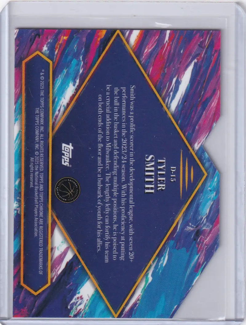 Back of 2024-25 Finest Basketball Debut Tyler Smith Milwaukee Bucks trading card