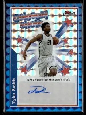 2024-25 Finest #BSA-TSM Tyler Smith Colossal Shots Autos Geom Blue Refr #/99 RC - Basketball Card Single