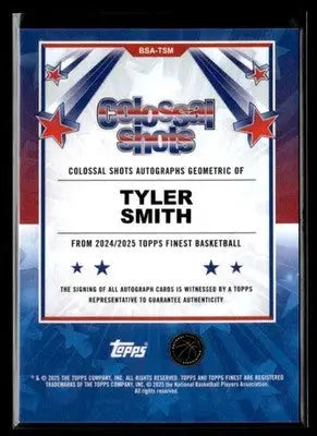 2024-25 Finest #BSA-TSM Tyler Smith Colossal Shots Autos Geom Blue Refr #/99 RC - Basketball Card Single