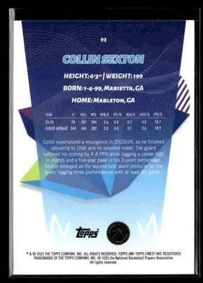 2024-25 Finest Collin Sexton #93 Blue Refractor SN #/175 Utah Jazz - Basketball Card Single