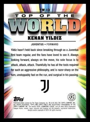 2024-25 Finest UEFA Club #TW-13 Kenan Yildiz Top World - Blue Refr #141/150 - Soccer Card Single