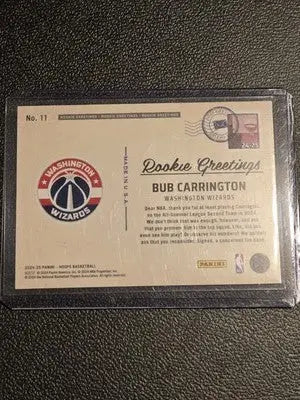 2024-25 Hoops #11 Bub Carrington Rookie Greetings - Basketball Card Single