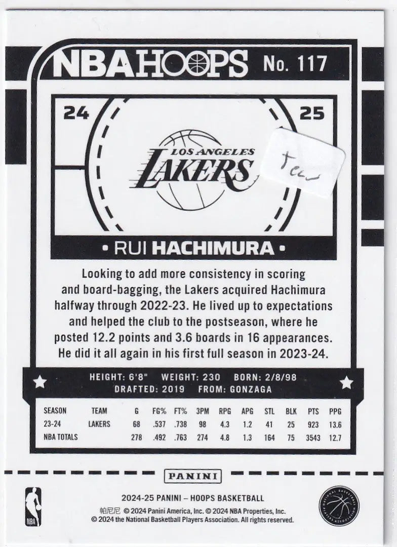 2024-25 HOOPS #117 RUI HACHIMURA TEAL EXPLOSION- LOS ANGELES LAKERS
