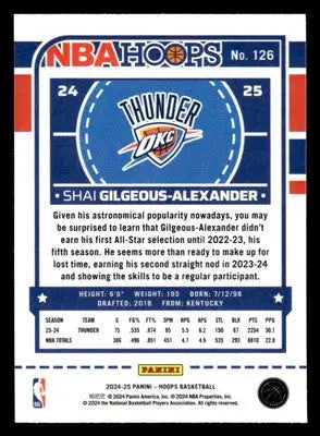2024-25 Hoops #126 Shai Gilgeous-Alexander Premium - Basketball Card Single