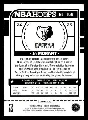2024-25 Hoops #168 Ja Morant Base Memphis Grizzlies - Basketball Card Single