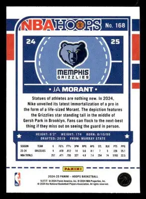 2024-25 Hoops #168 Ja Morant Premium Memphis Grizzlies - Basketball Card Single