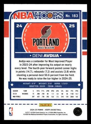 2024-25 Hoops #183 Deni Avdija Premium - Basketball Card Single