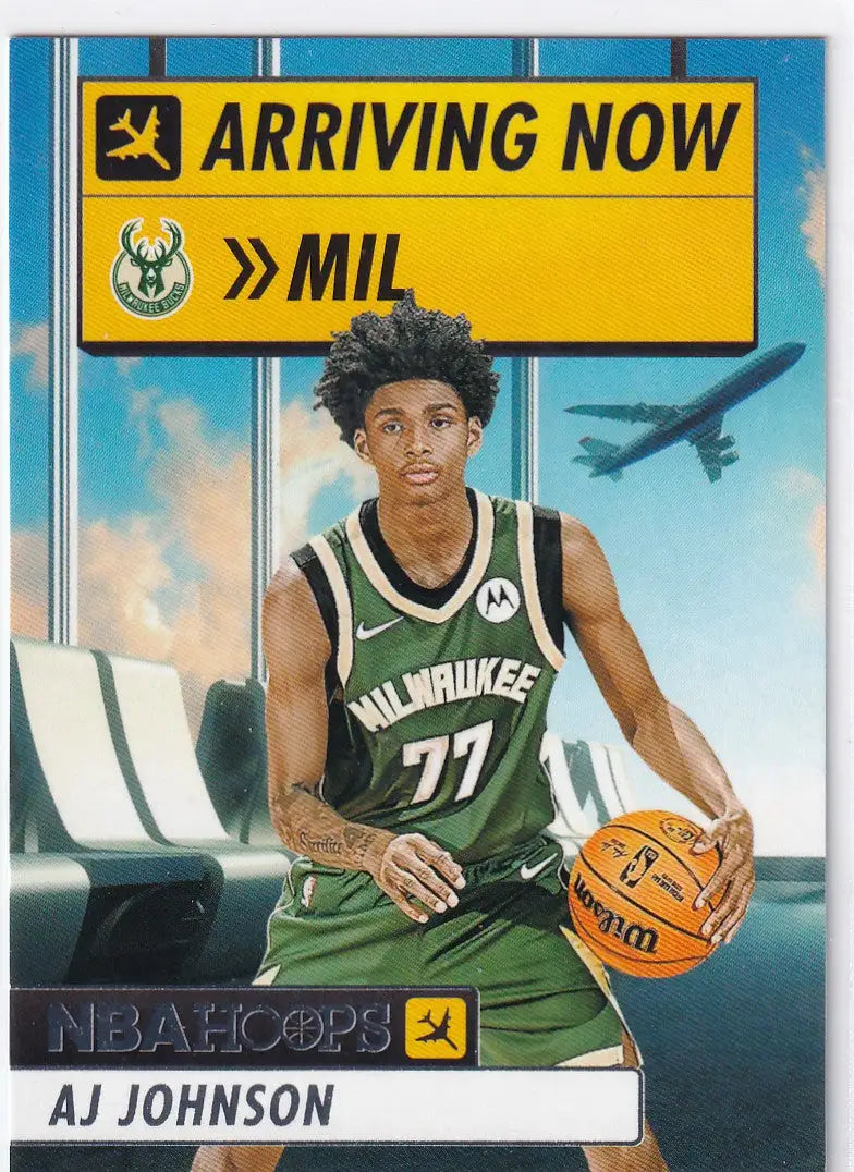 2024-25 HOOPS #19 AJ JOHNSON ARRIVING NOW- MILWAUKEE BUCKS - Basketball Card Single