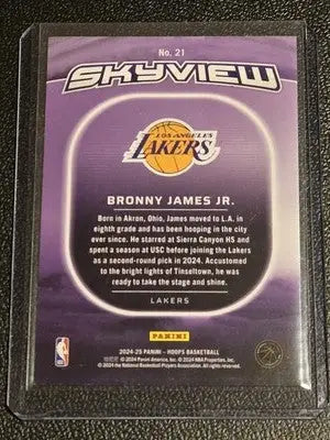 2024-25 Hoops #21 Bronny James Jr. Skyview - Basketball Card Single