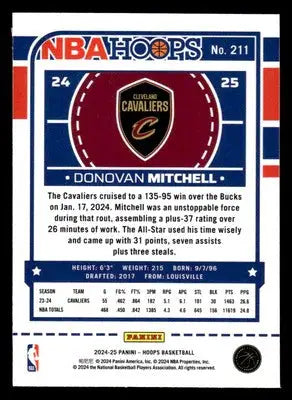 2024-25 Hoops #211 Donovan Mitchell Premium Cleveland Cavaliers - Basketball Card Single