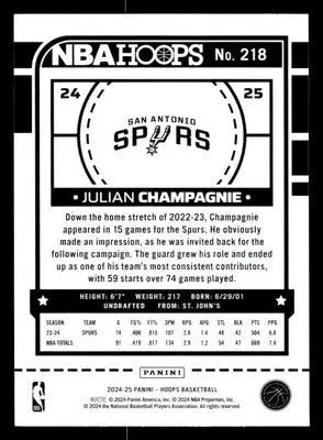 2024-25 Hoops #218 Julian Champagnie - Basketball Card Single