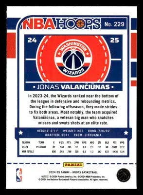 2024-25 Hoops #229 Jonas Valanciunas Premium - Basketball Card Single
