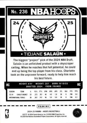 2024-25 Hoops #236 Tidjane Salaun - Basketball Card Single