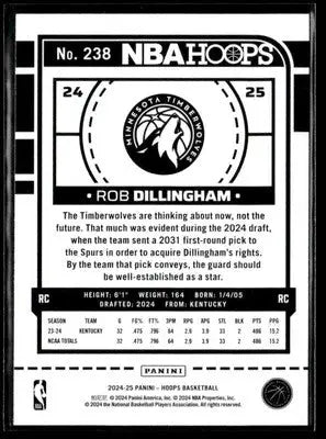 2024-25 Hoops #238 Rob Dillingham - Basketball Card Single