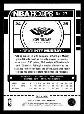 2024-25 Hoops #27 Dejounte Murray - Basketball Card Single