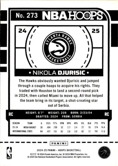 2024-25 Hoops #273 Nikola Đurišić - Basketball Card Single
