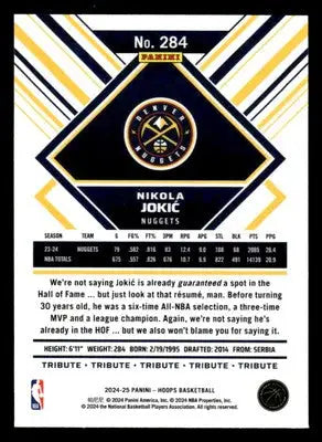 2024-25 Hoops #284 Nikola Jokic Base Hoops Tribute - Basketball Card Single