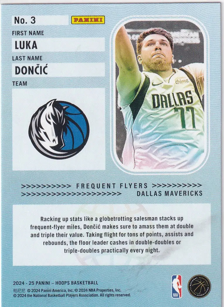 2024-25 HOOPS #3 LUKA DONCIC FREQUENT FLYERS- DALLAS MAVERICKS - Basketball Card Single