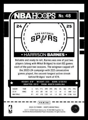 2024-25 Hoops #48 Harrison Barnes Teal Explosion - Basketball Card Single