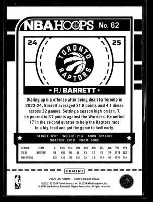 2024-25 Hoops #62 RJ Barrett - Basketball Card Single