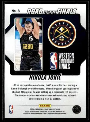 2024-25 Hoops #8 Nikola Jokic Road to the Finals Second Round #/999 - Basketball Card Single