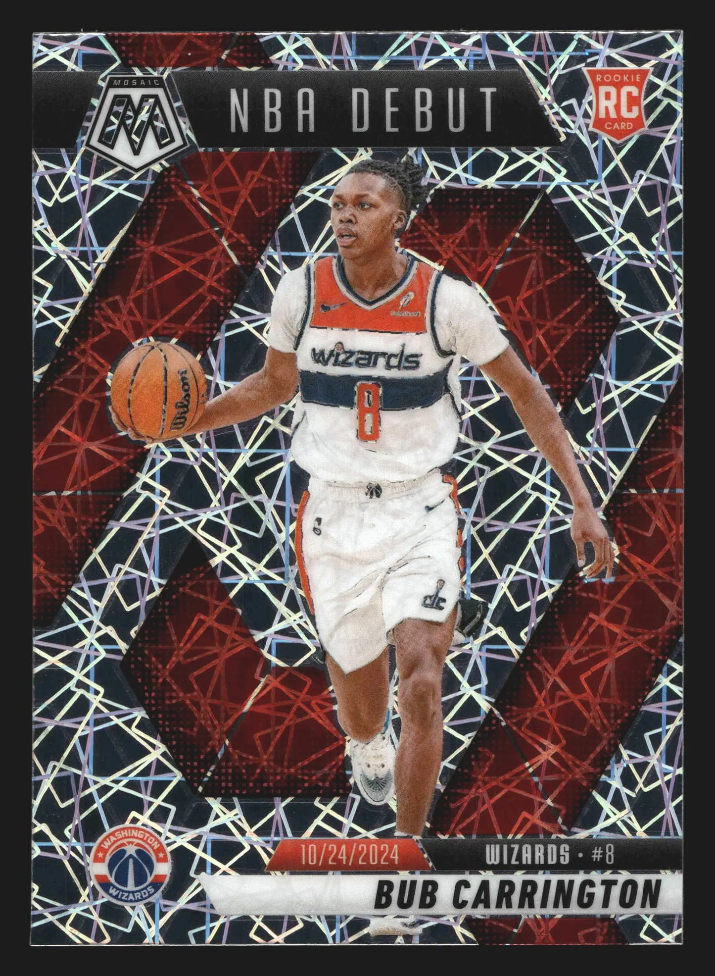 2024-25 Mosaic Bub Carrington #259 NBA Debut Premium Prizm RC Wizards - Basketball Card Single