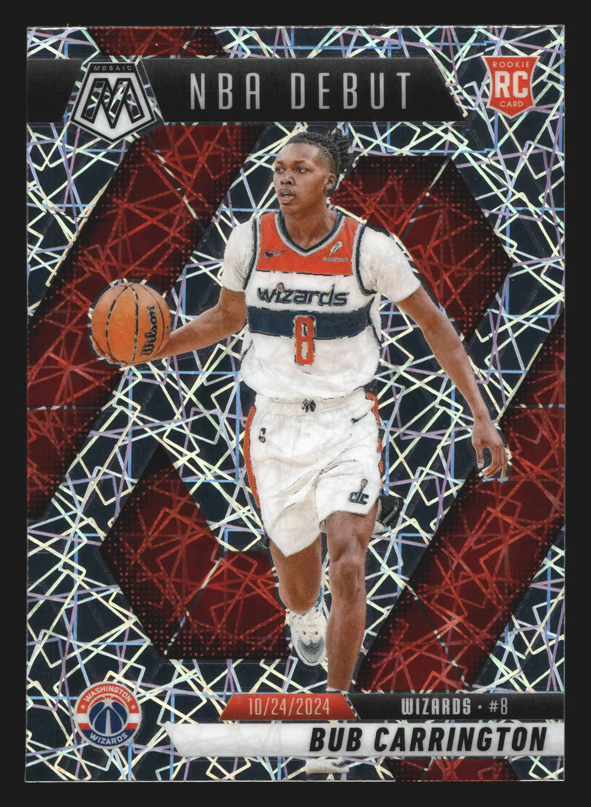 2024-25 Mosaic Bub Carrington #259 NBA Debut Premium Prizm RC Wizards - Basketball Card Single