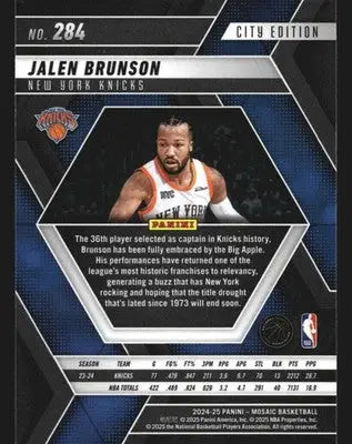 2024-25 Mosaic City Edition #284 Jalen Brunson New York Knicks