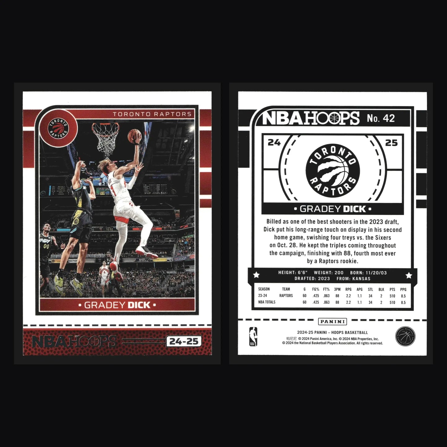 2024-25 NBA Hoops Gradey Dick #42 Toronto Raptors