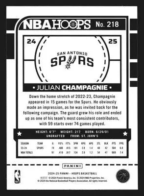2024-25 NBA Hoops Julian Champagnie #218 San Antonio Spurs - Basketball Card Single