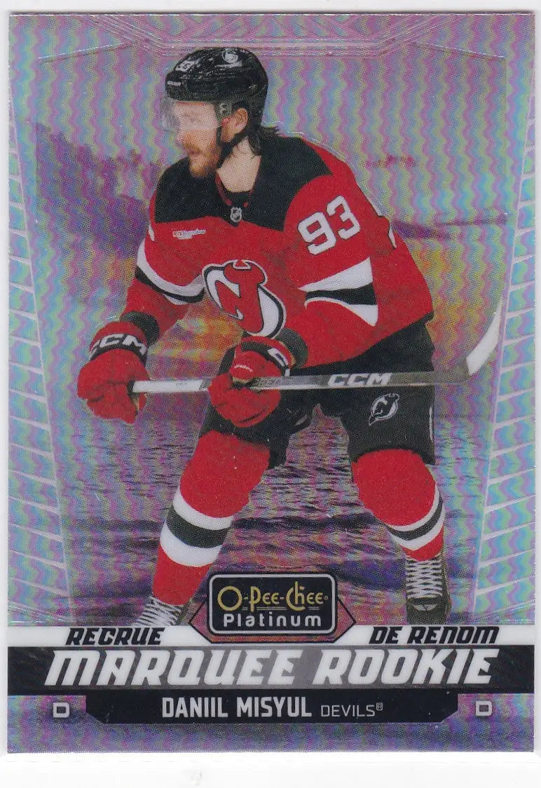 Daniil Misyul Sunset Marquee Rookie hockey card from 2024-25 O-Pee-Chee Platinum