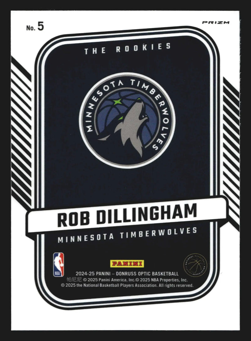 2024-25 Optic The Rookies Rob Dillingham #5 Silver Holo Prizm RC - Basketball Card Single