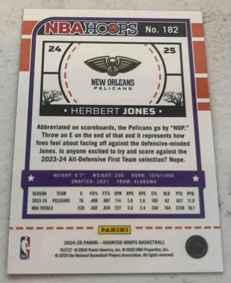 Basketball trading card featuring Herbert Jones from Panini Basketball Haunted Hoops 2024-25