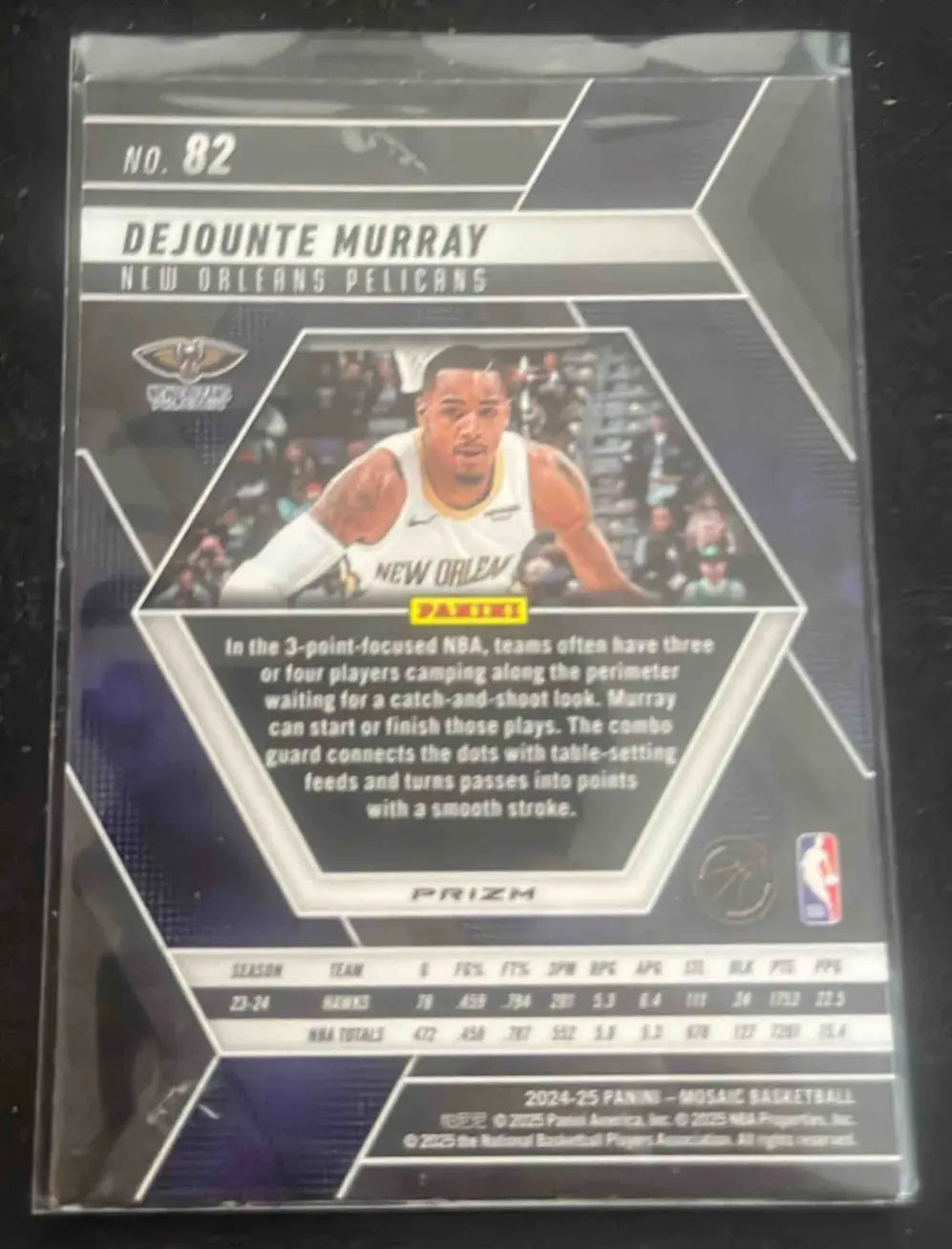 Collectible Panini Basketball Mosaic Dejounte Murray card in protective sleeve