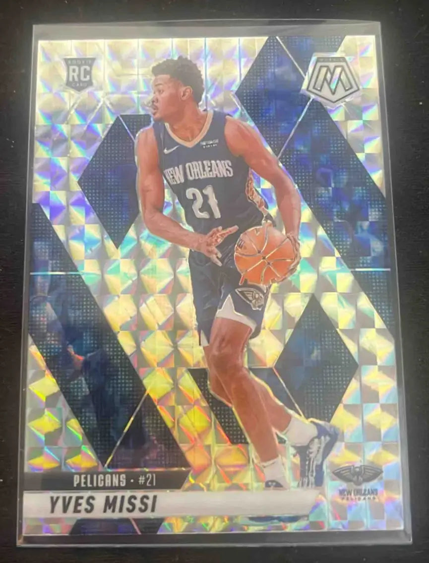 Basketball mosaic Yves Missi trading card in New Orleans Pelicans uniform from Panini Basketball Mosaic