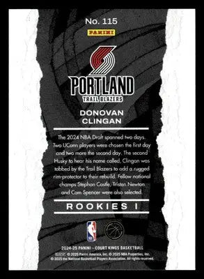 2024-25 Panini Court Kings #115 Donovan Clingan - Basketball Card Single