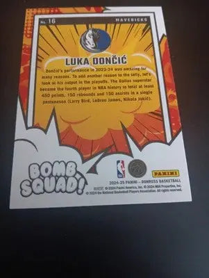 2024-25 Panini Donruss - Bomb Squad Luka Dončić #16. Dallas Mavericks. NRMT+ - Basketball Card Single