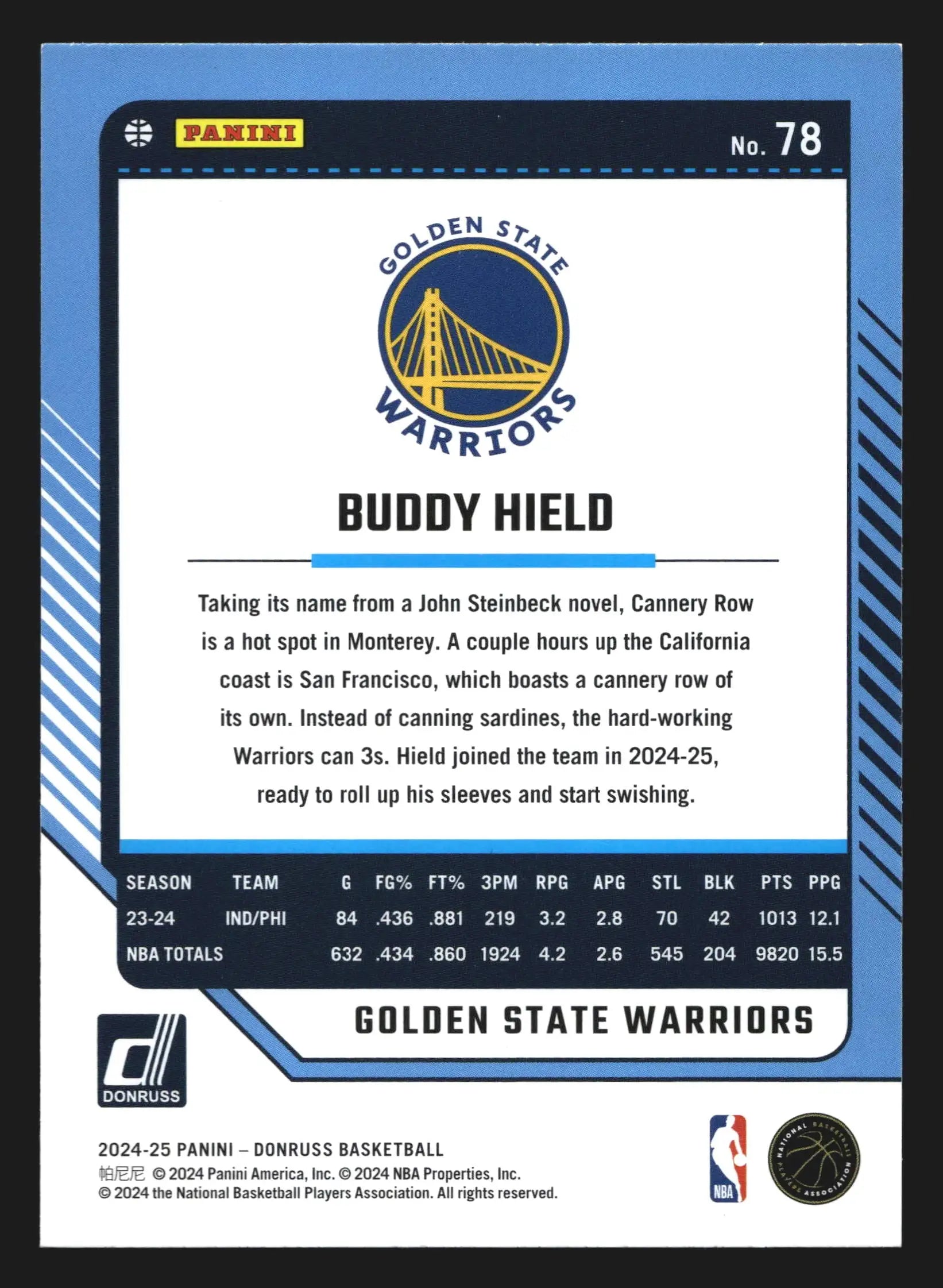 2024-25 Panini Donruss Buddy Hield #78 Golden State Warriors - Basketball Card Single
