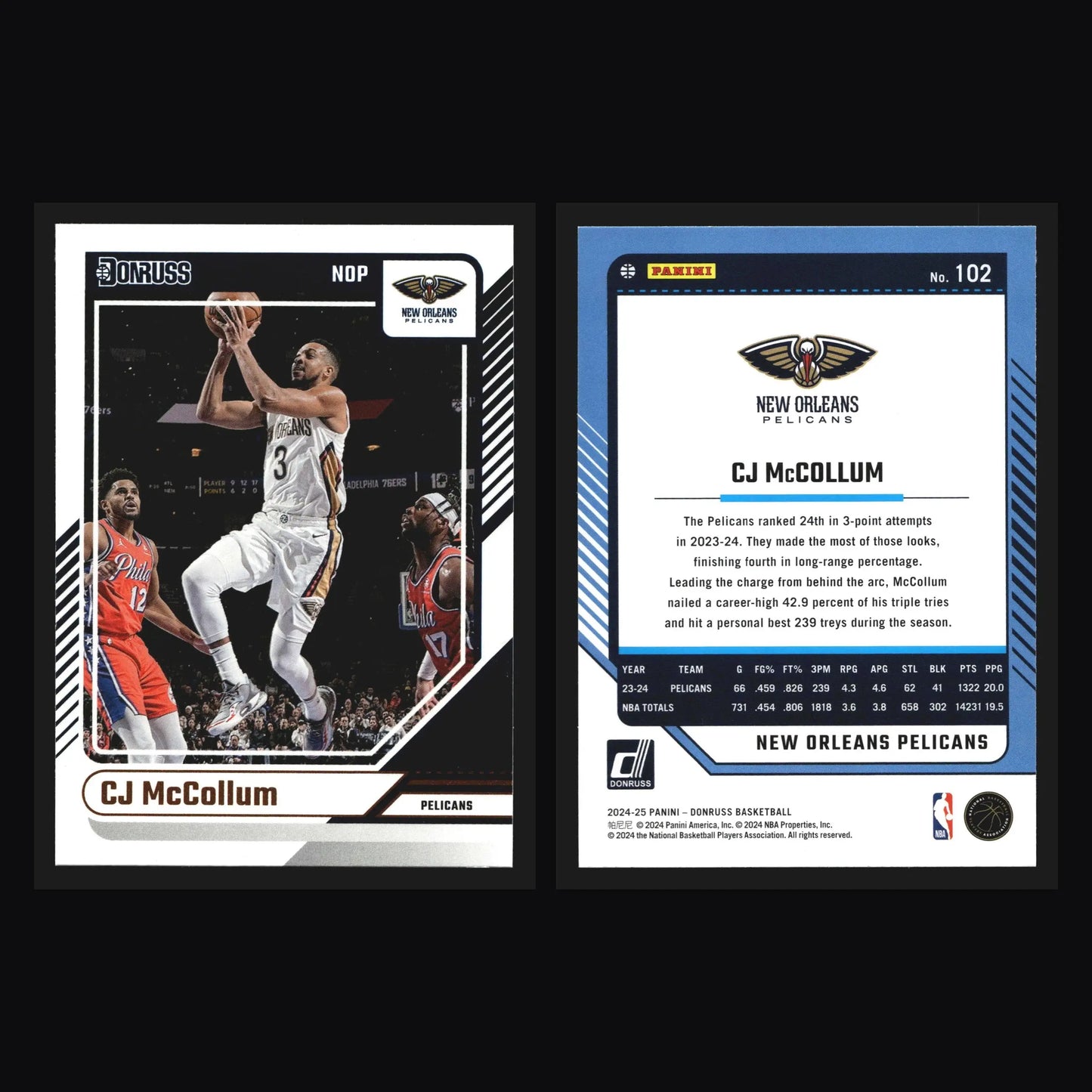 2024-25 Panini Donruss CJ McCollum #102 New Orleans Pelicans