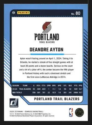 2024-25 Panini Donruss Deandre Ayton #80 Portland Trail Blazers - Basketball Card Single