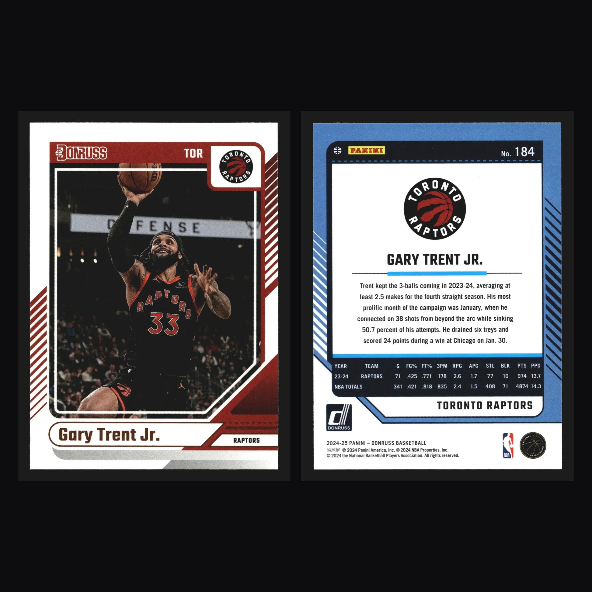 2024-25 Panini Donruss Gary Trent Jr. #184 Toronto Raptors - Basketball Card Single