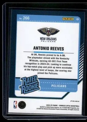 2024-25 Panini Donruss Optic Antonio Reeves #266 Pink Basketball - Basketball Card Single