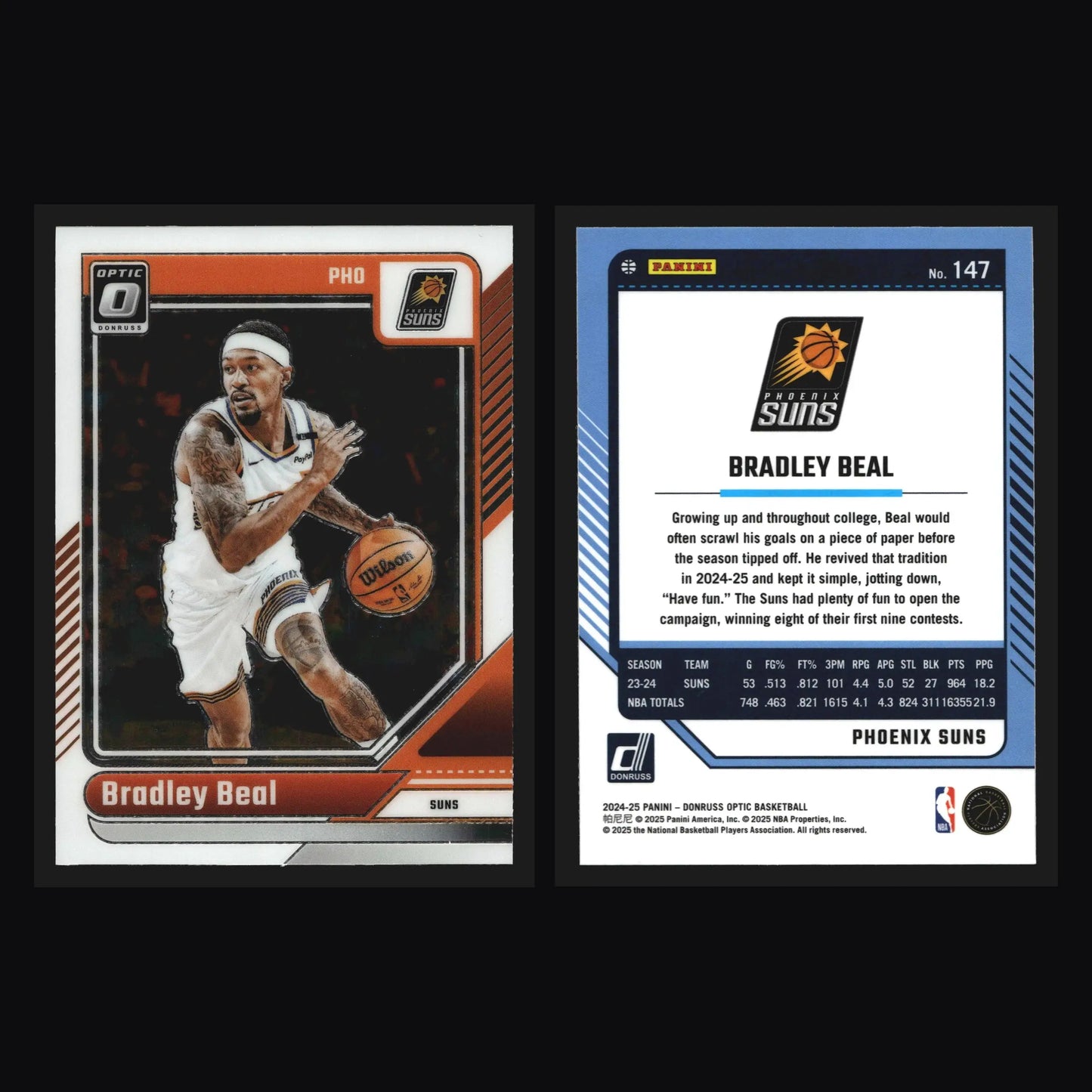 2024-25 Panini Donruss Optic Bradley Beal #147 Phoenix Suns - Basketball Card Single