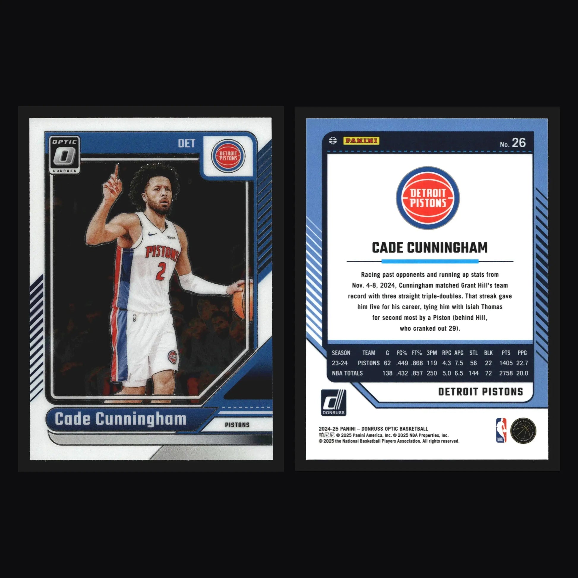 2024-25 Panini Donruss Optic Cade Cunningham #26 Detroit Pistons