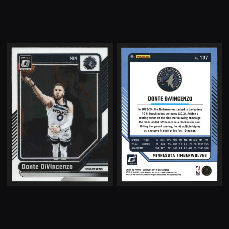 2024-25 Panini Donruss Optic Donte DiVincenzo #137 Timberwolves - Basketball Card Single